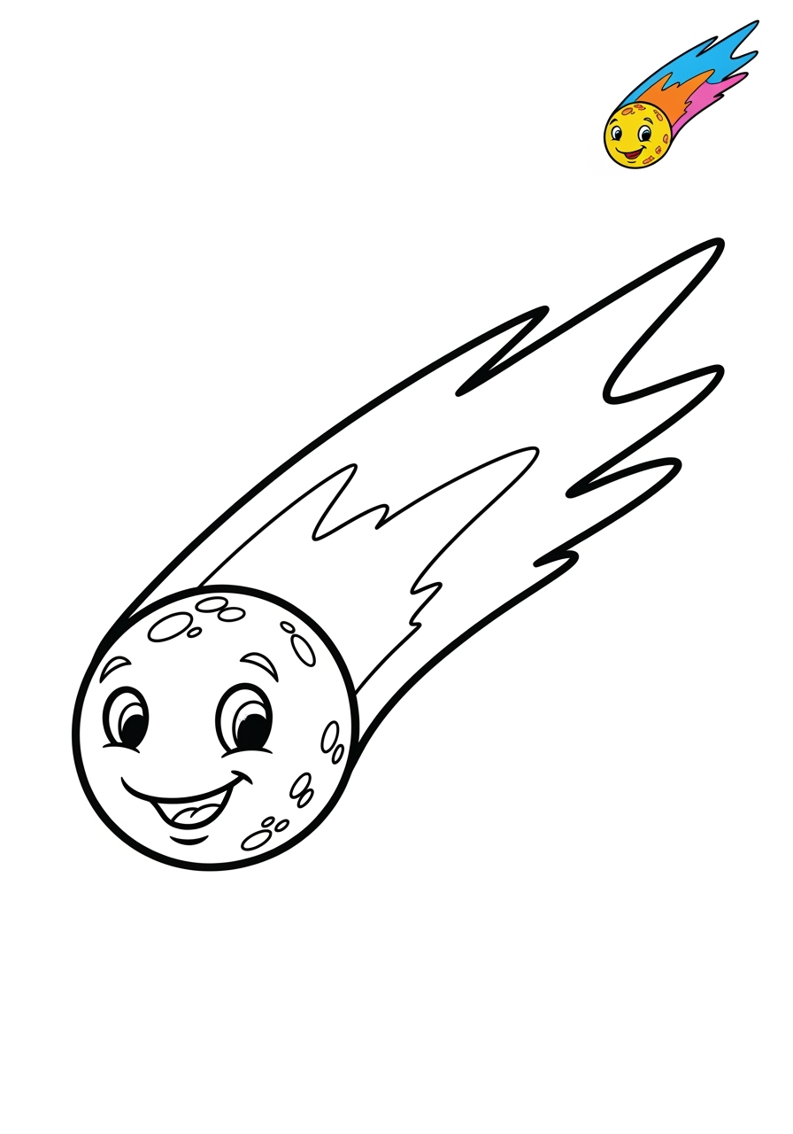 easy space and astronomy Celestial Bodies comet kids coloring page 1