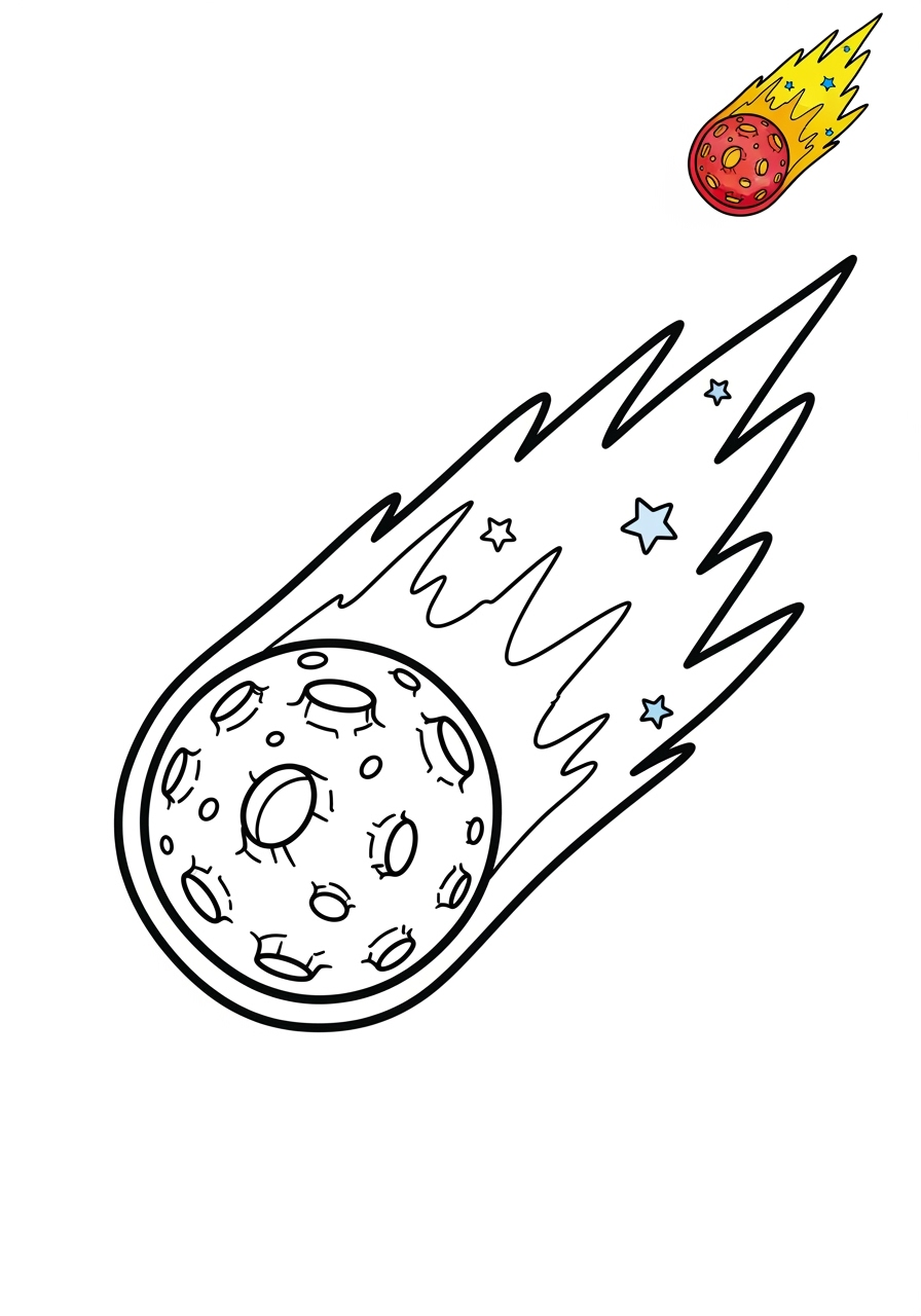 easy space and astronomy Celestial Bodies meteor kids coloring page 0