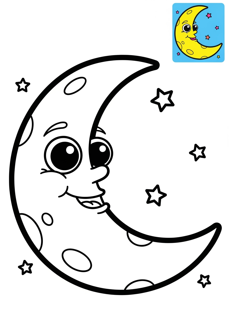 easy space and astronomy Celestial Bodies moon kids coloring page 0