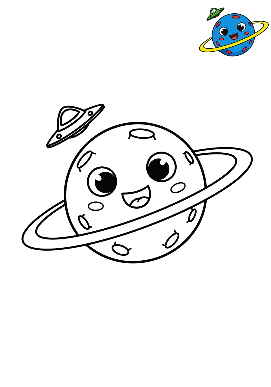 easy space and astronomy Celestial Bodies planet kids coloring page 0