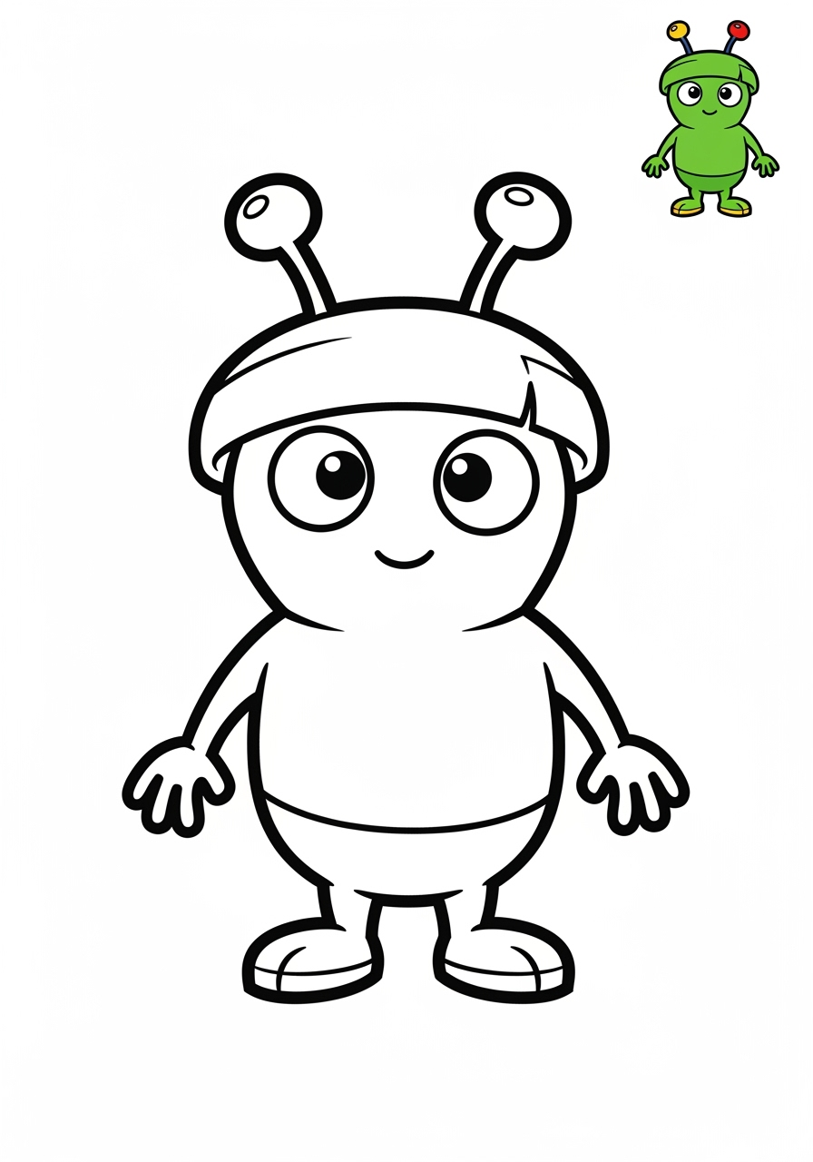 easy space and astronomy Astronaut & Aliens martian kids coloring page 0