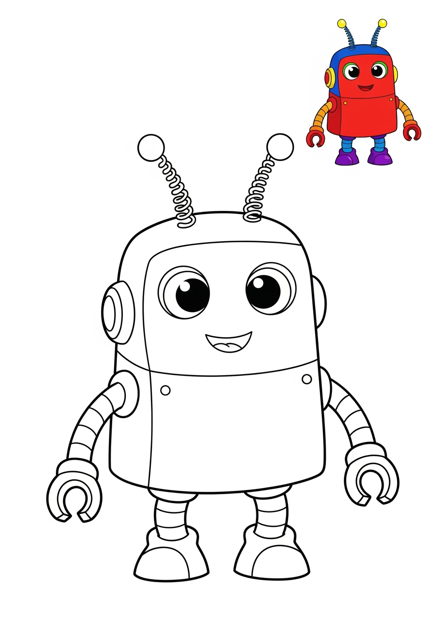 easy space and astronomy Astronaut & Aliens robot alien kids coloring page 0
