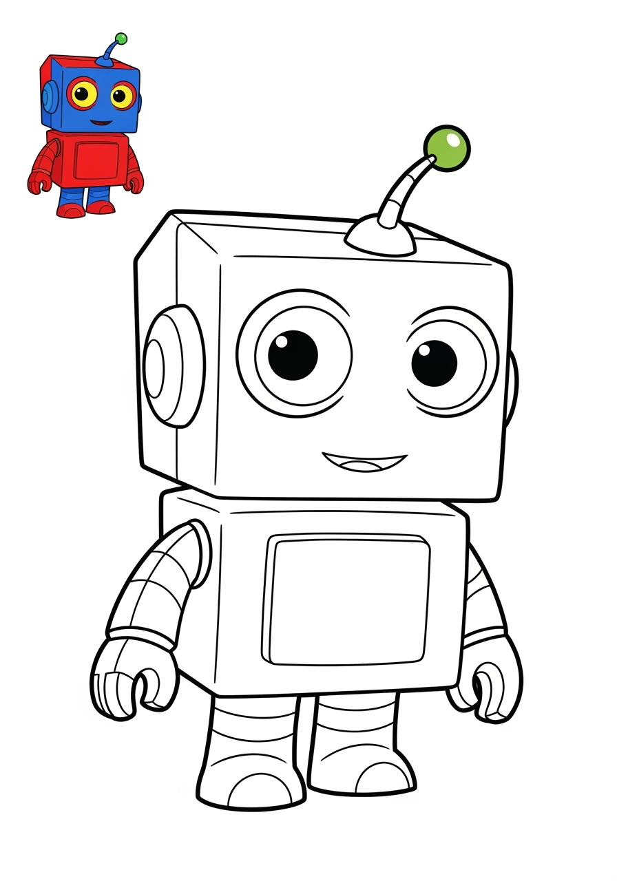 easy space and astronomy Astronaut & Aliens robot alien kids coloring page 1
