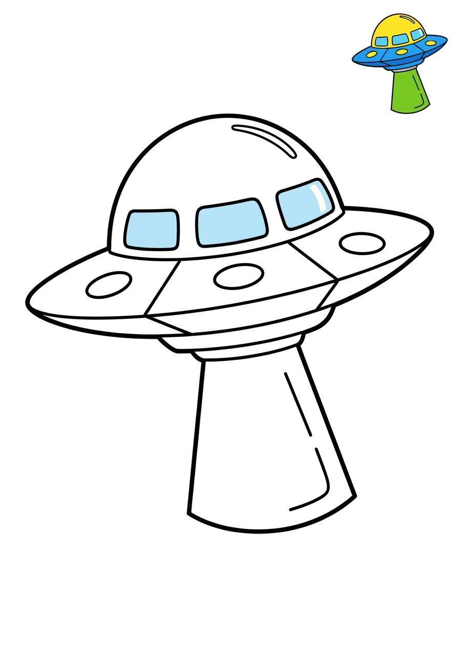 easy space and astronomy Astronaut & Aliens ufo kids coloring page 0