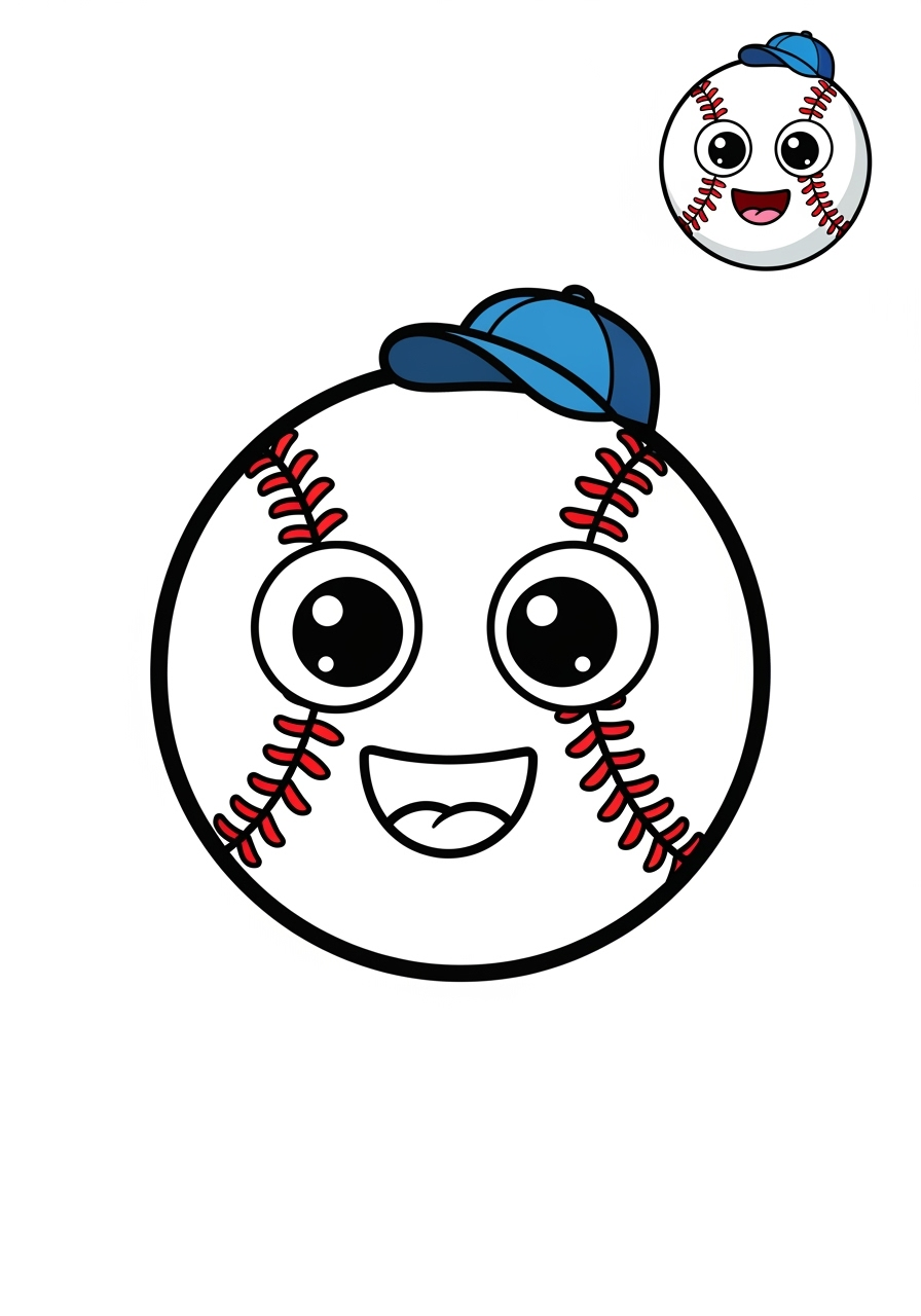 easy sports and activities Ball Sports baseball kids coloring page 0