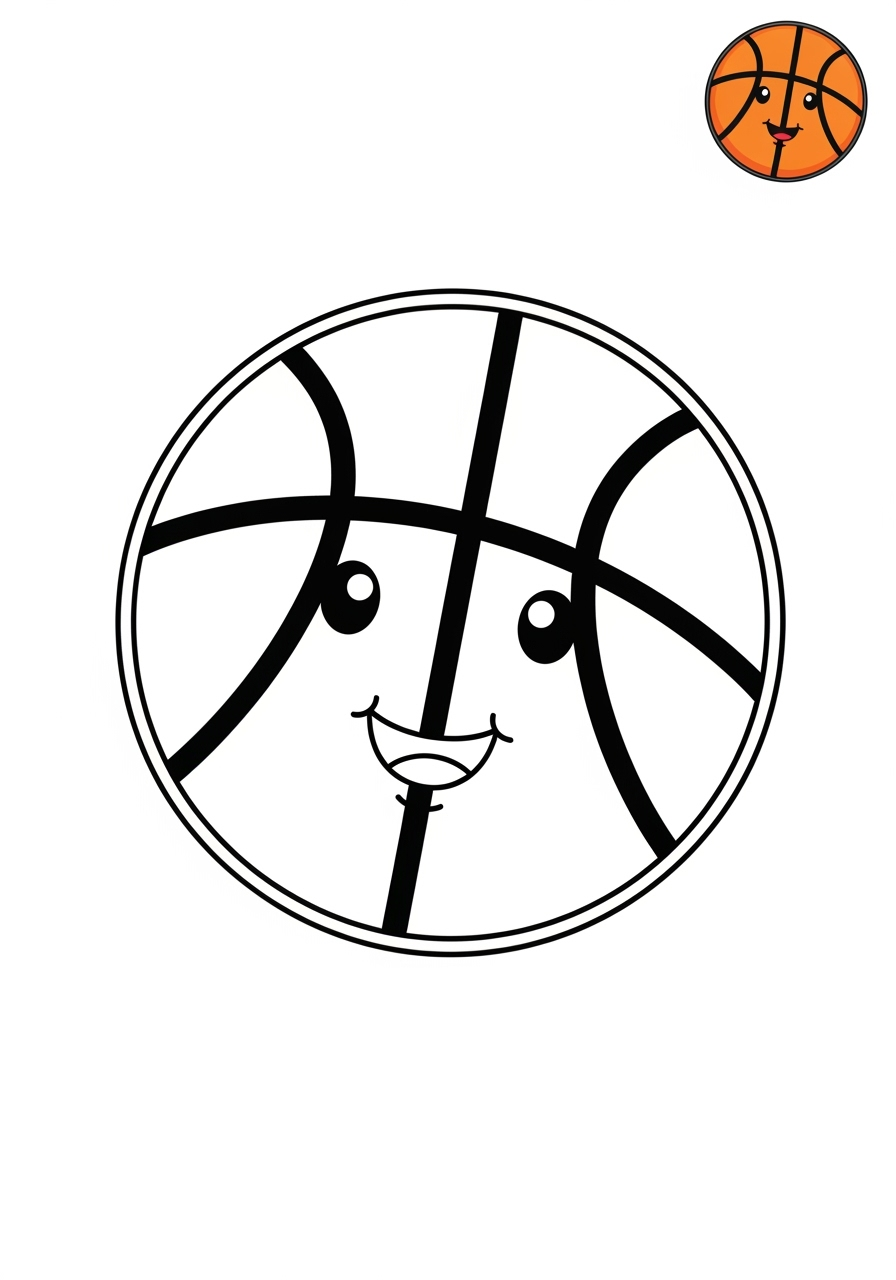 easy sports and activities Ball Sports basketball kids coloring page 1