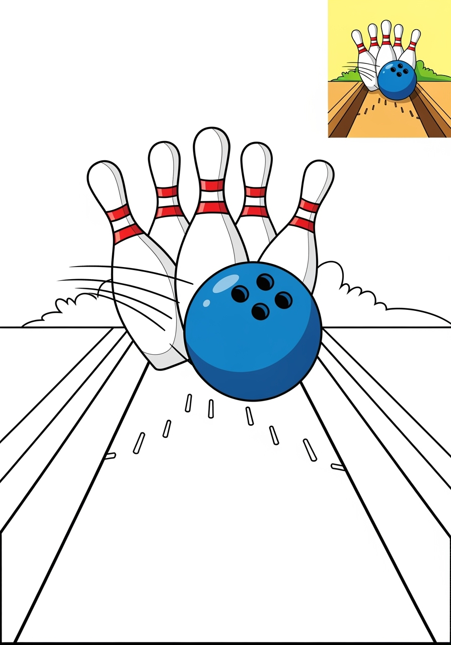 easy sports and activities Ball Sports bowling kids coloring page 1