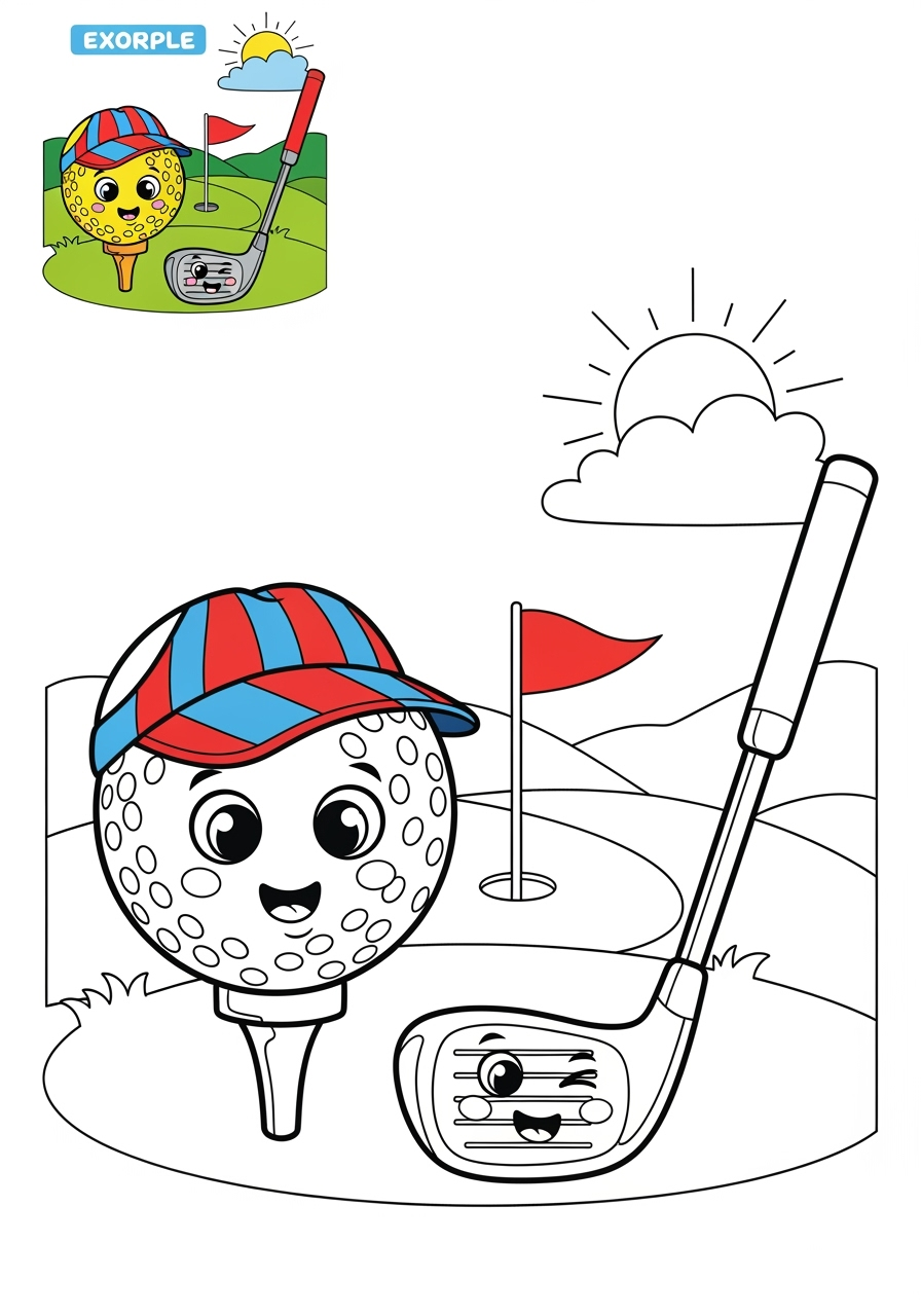 easy sports and activities Ball Sports golf kids coloring page 0