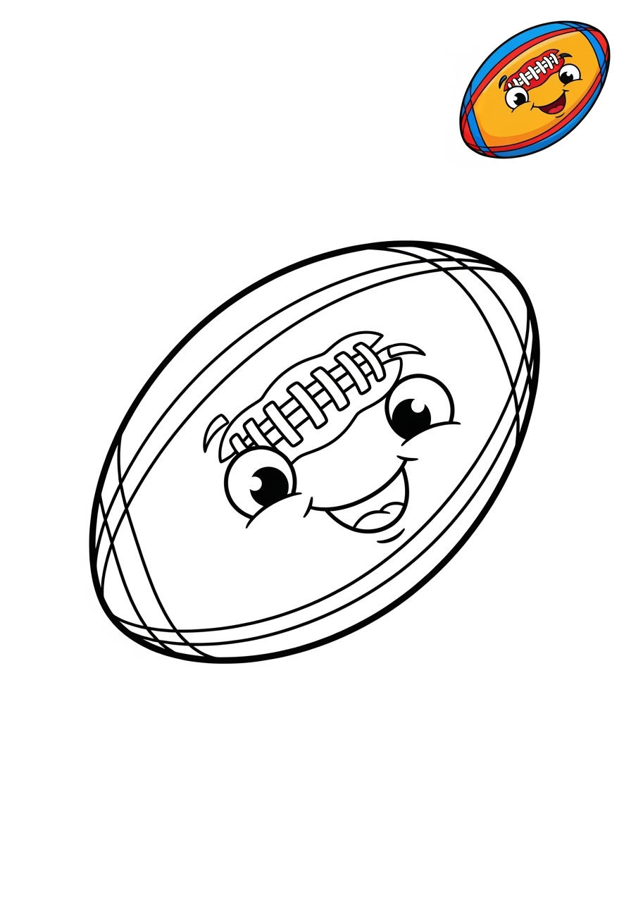 easy sports and activities Ball Sports rugby kids coloring page 0