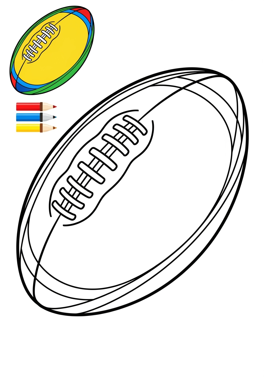 easy sports and activities Ball Sports rugby kids coloring page 1