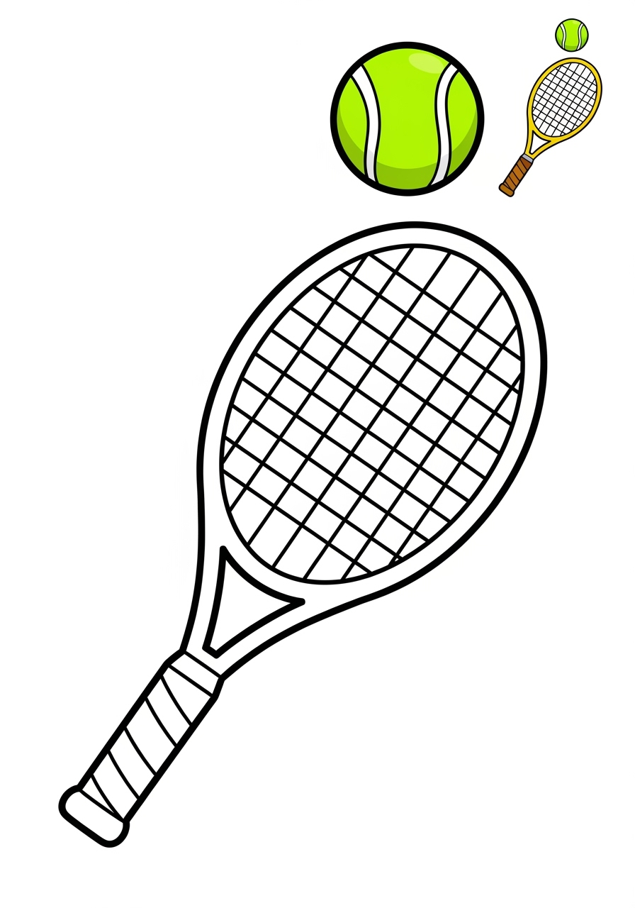 easy sports and activities Ball Sports tennis kids coloring page 1