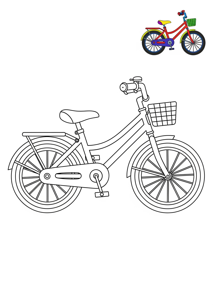 easy sports and activities Outdoor Activities bicycle kids coloring page 0
