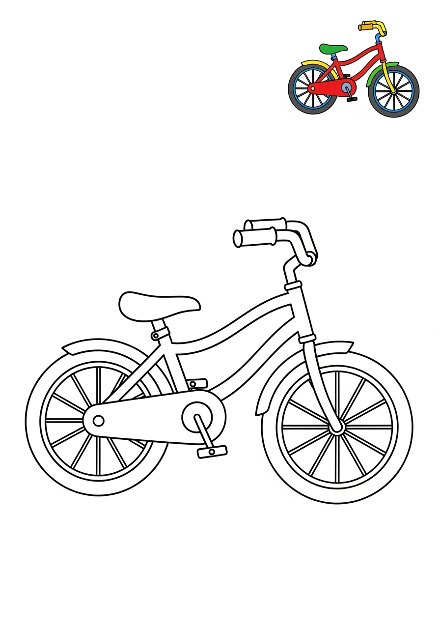 easy sports and activities Outdoor Activities bicycle kids coloring page 1