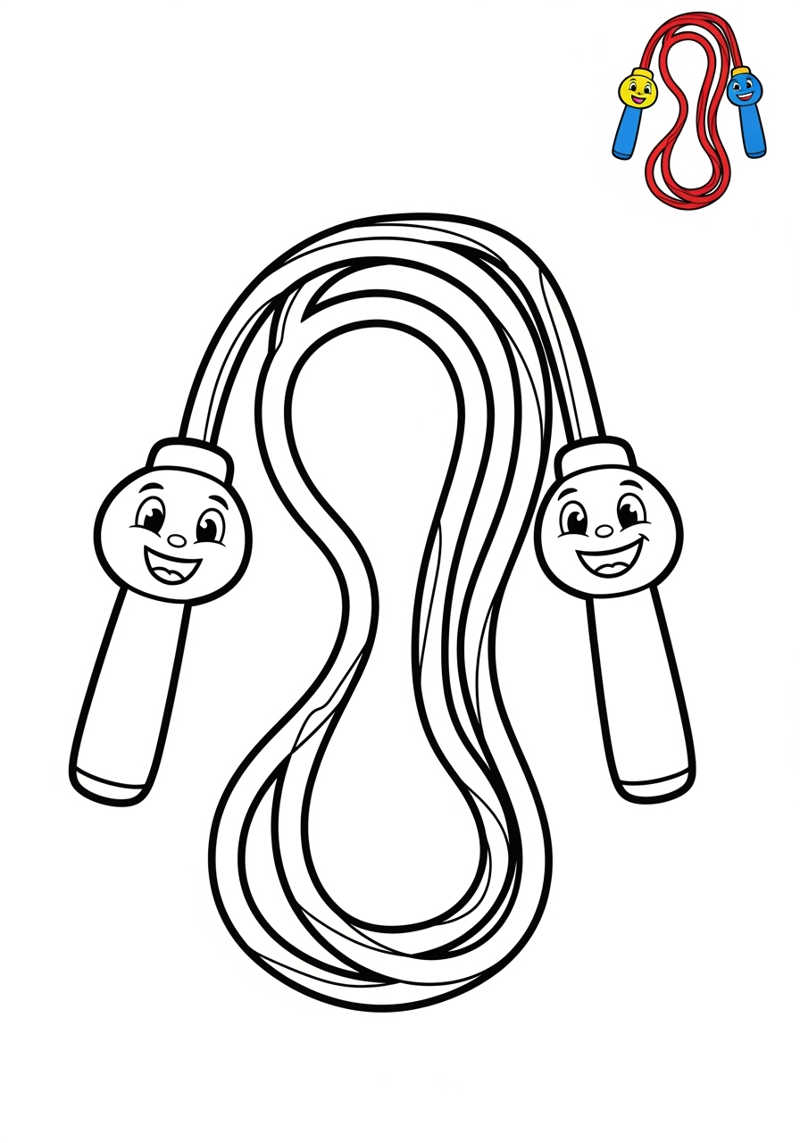 easy sports and activities Outdoor Activities jump rope kids coloring page 1