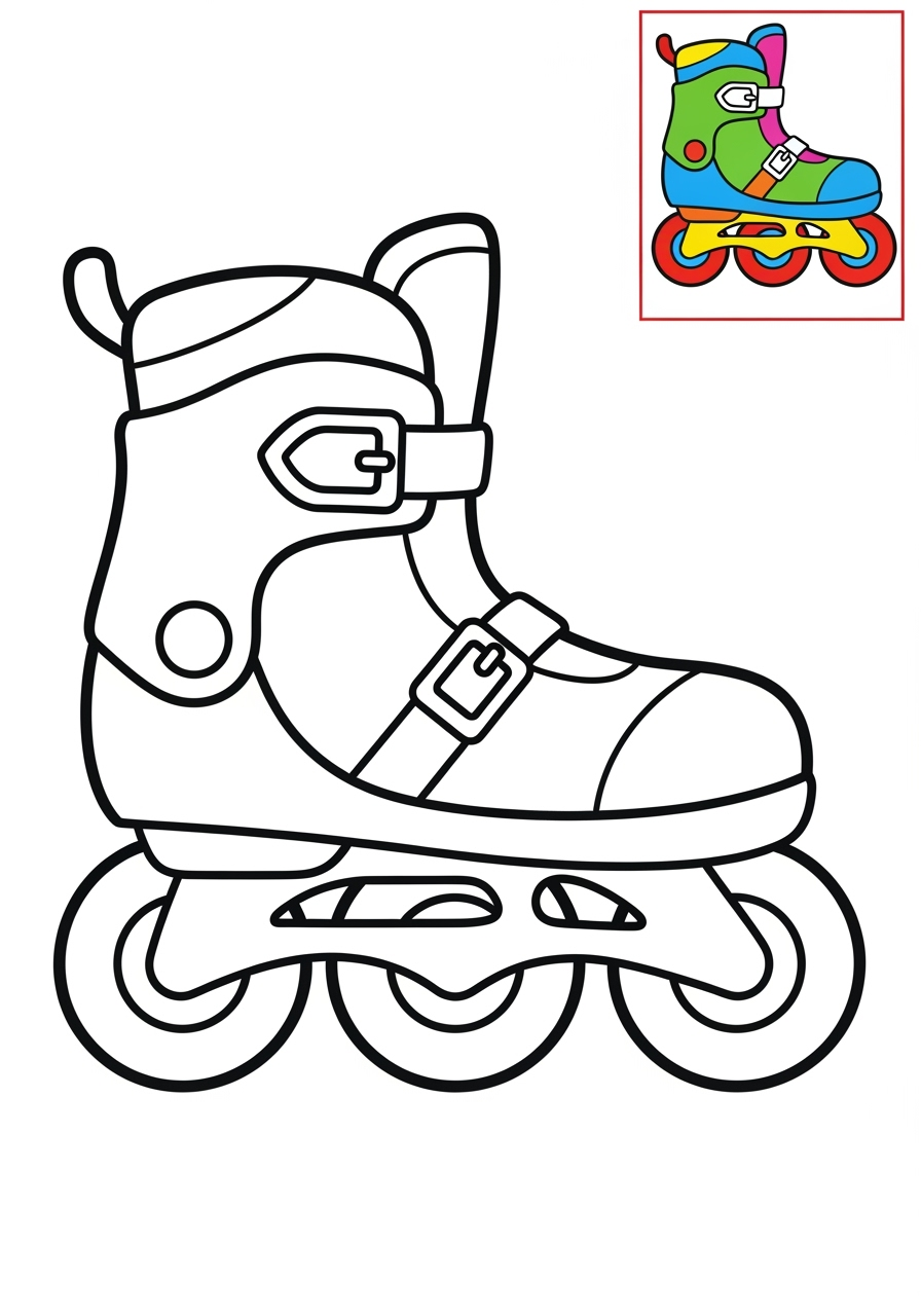 easy sports and activities Outdoor Activities rollerblade kids coloring page 0
