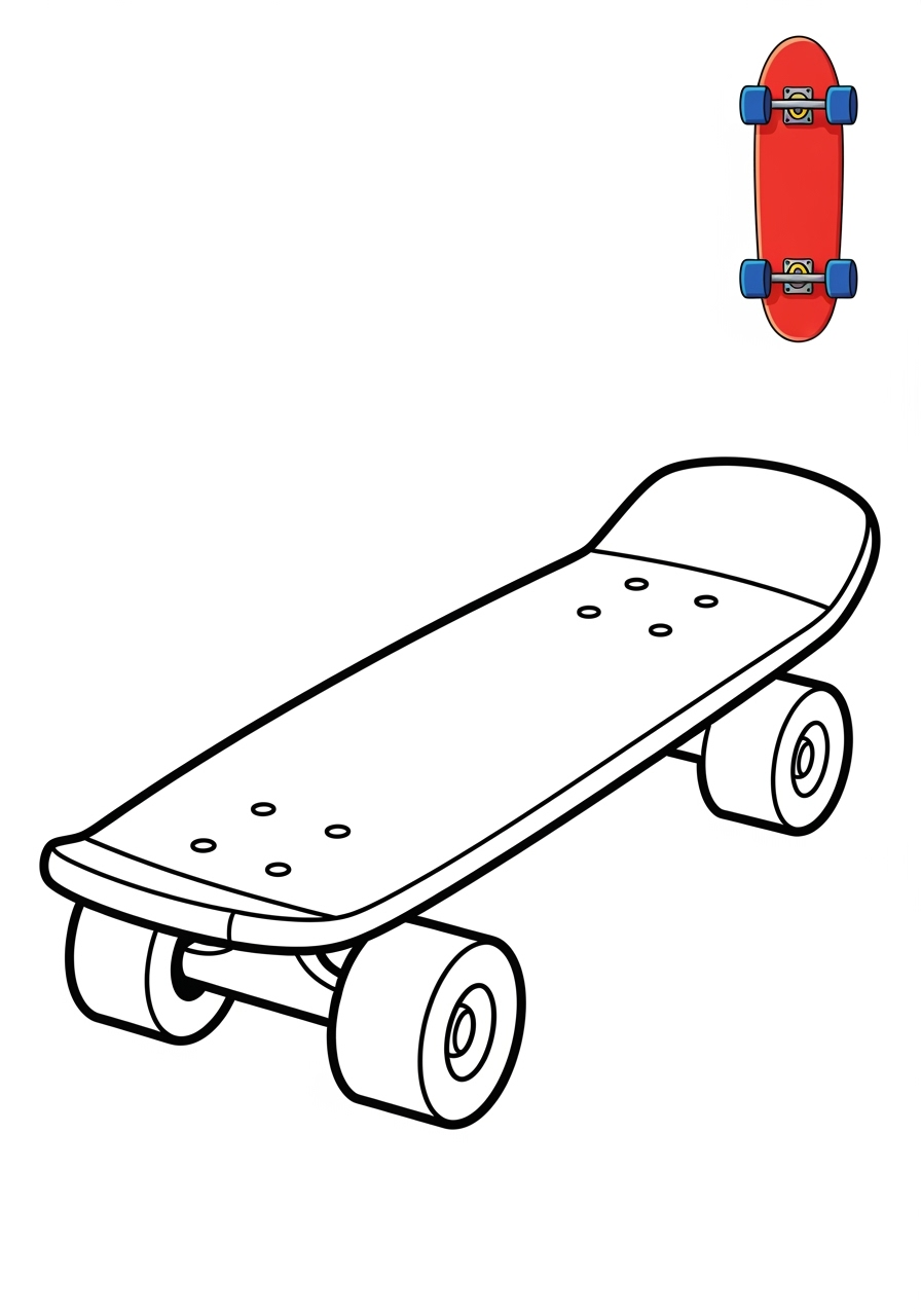 easy sports and activities Outdoor Activities skateboard kids coloring page 0