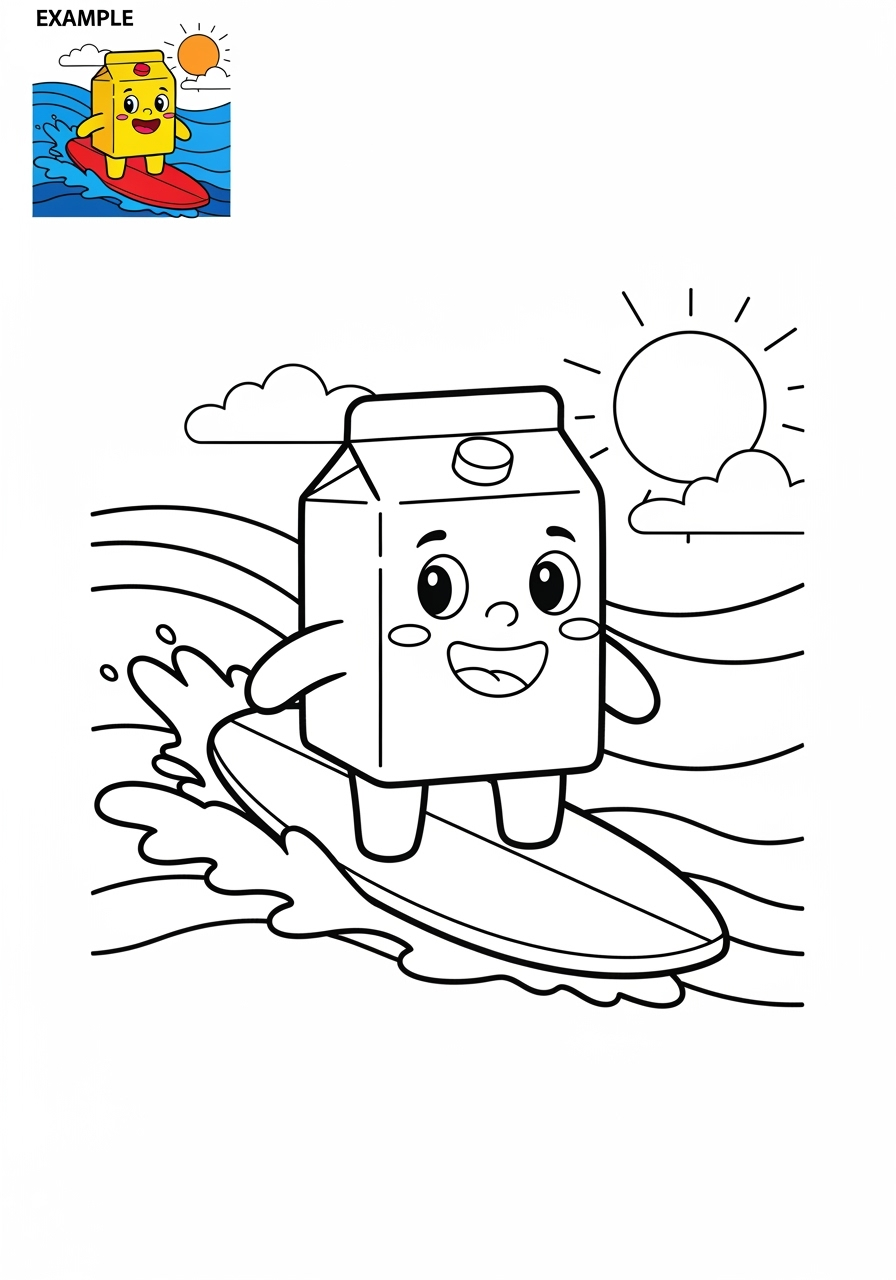 easy sports and activities Outdoor Activities surfing kids coloring page 1