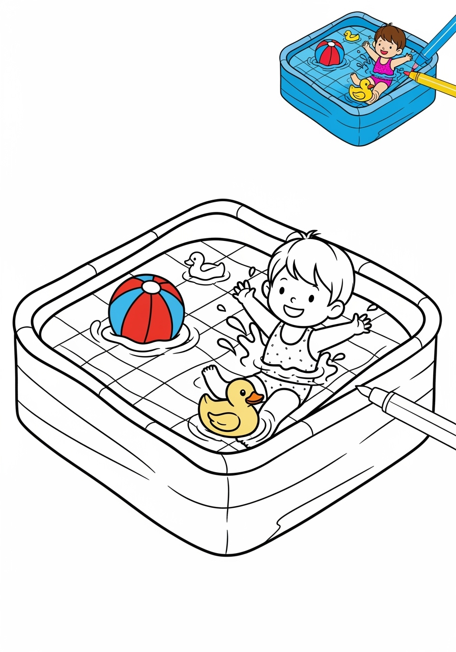 easy sports and activities Outdoor Activities swimming kids coloring page 0