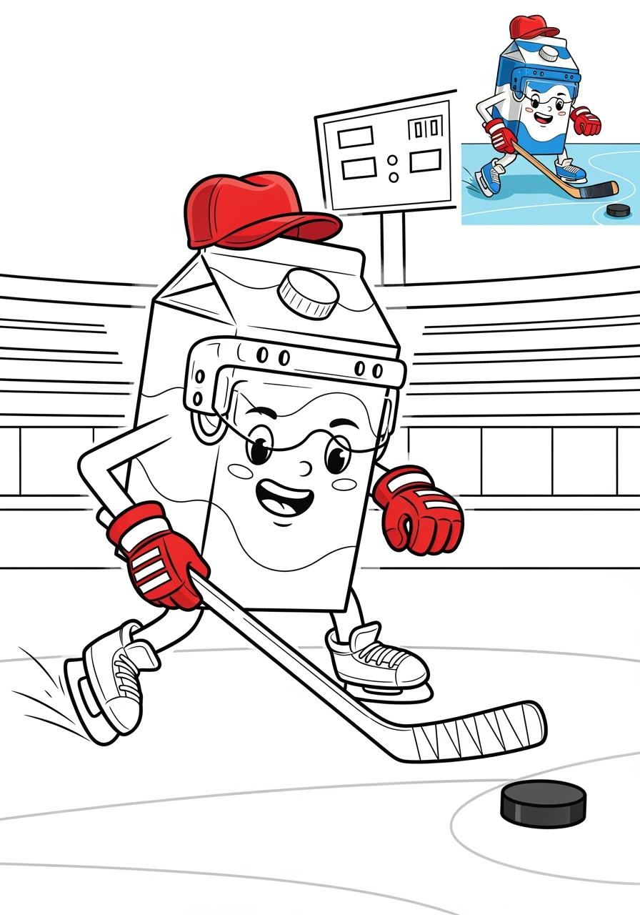 easy sports and activities Winter Sports hockey kids coloring page 1