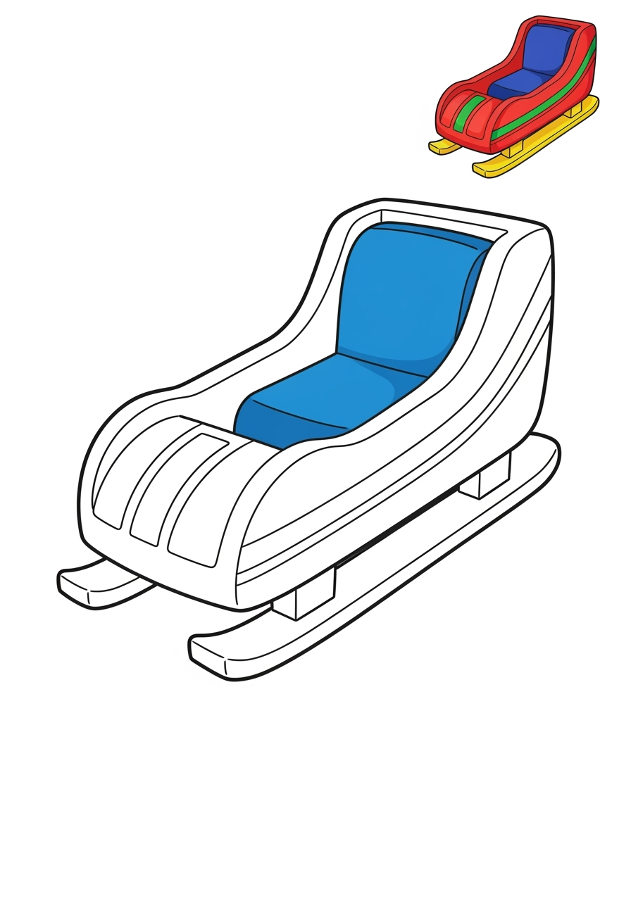 easy sports and activities Winter Sports luge kids coloring page 0