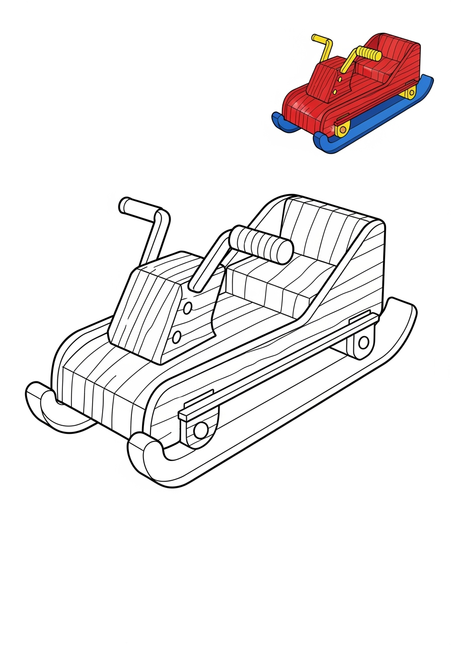 easy sports and activities Winter Sports luge kids coloring page 1