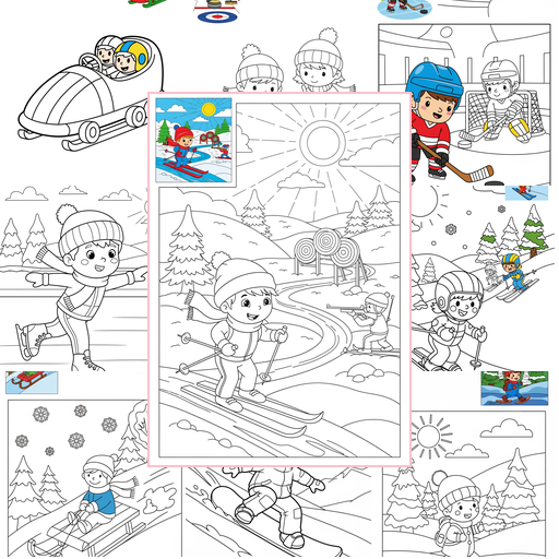Easy Sports and Activities Winter Sports Coloring Sheets Collections Thumbnail