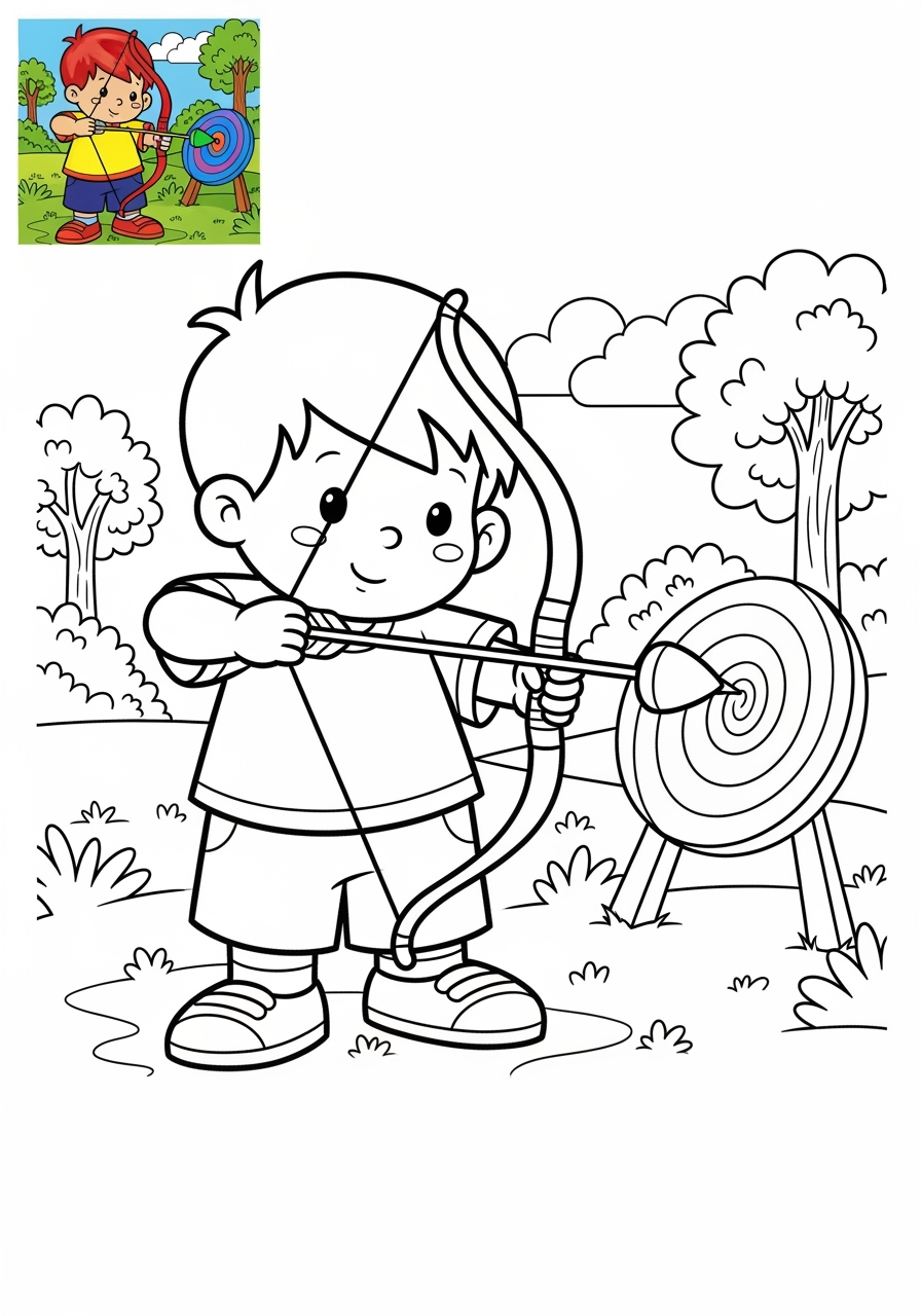 easy sports and activities Other Games archery kids coloring page 0