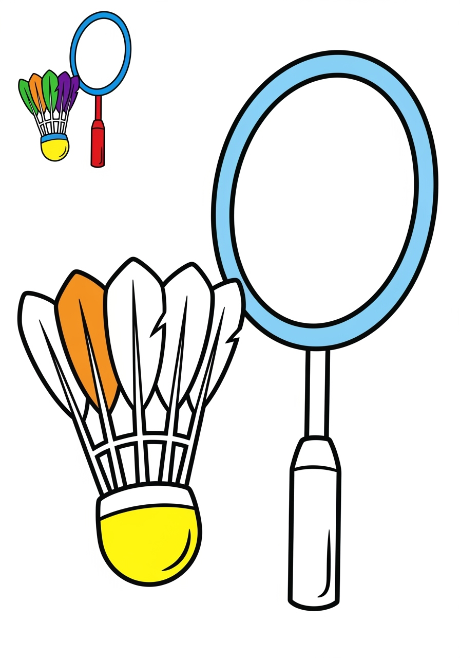 easy sports and activities Other Games badminton kids coloring page 0