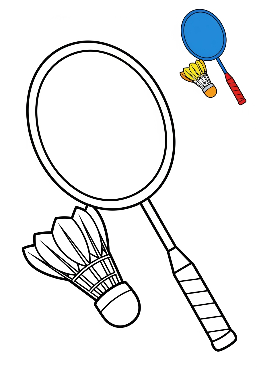 easy sports and activities Other Games badminton kids coloring page 1