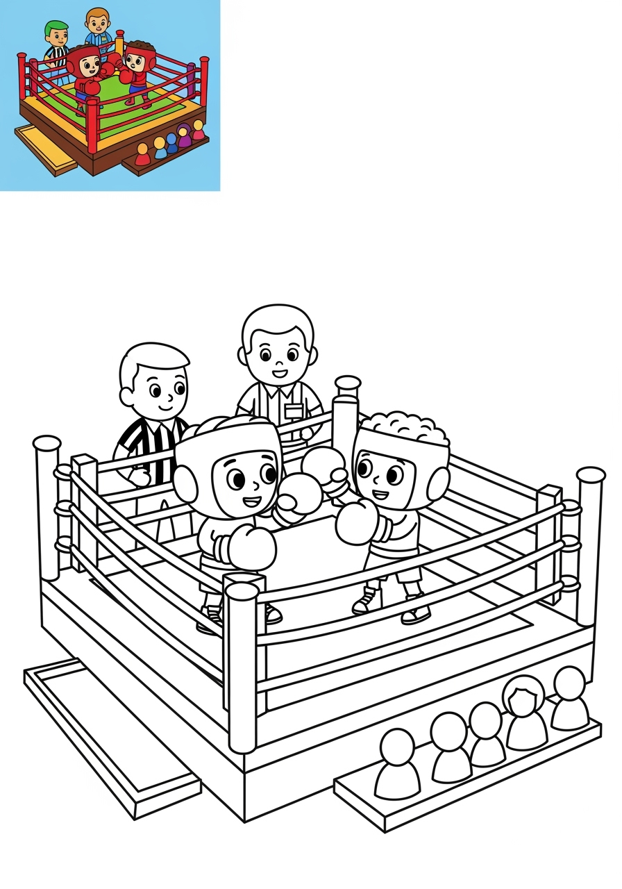 easy sports and activities Other Games boxing kids coloring page 0