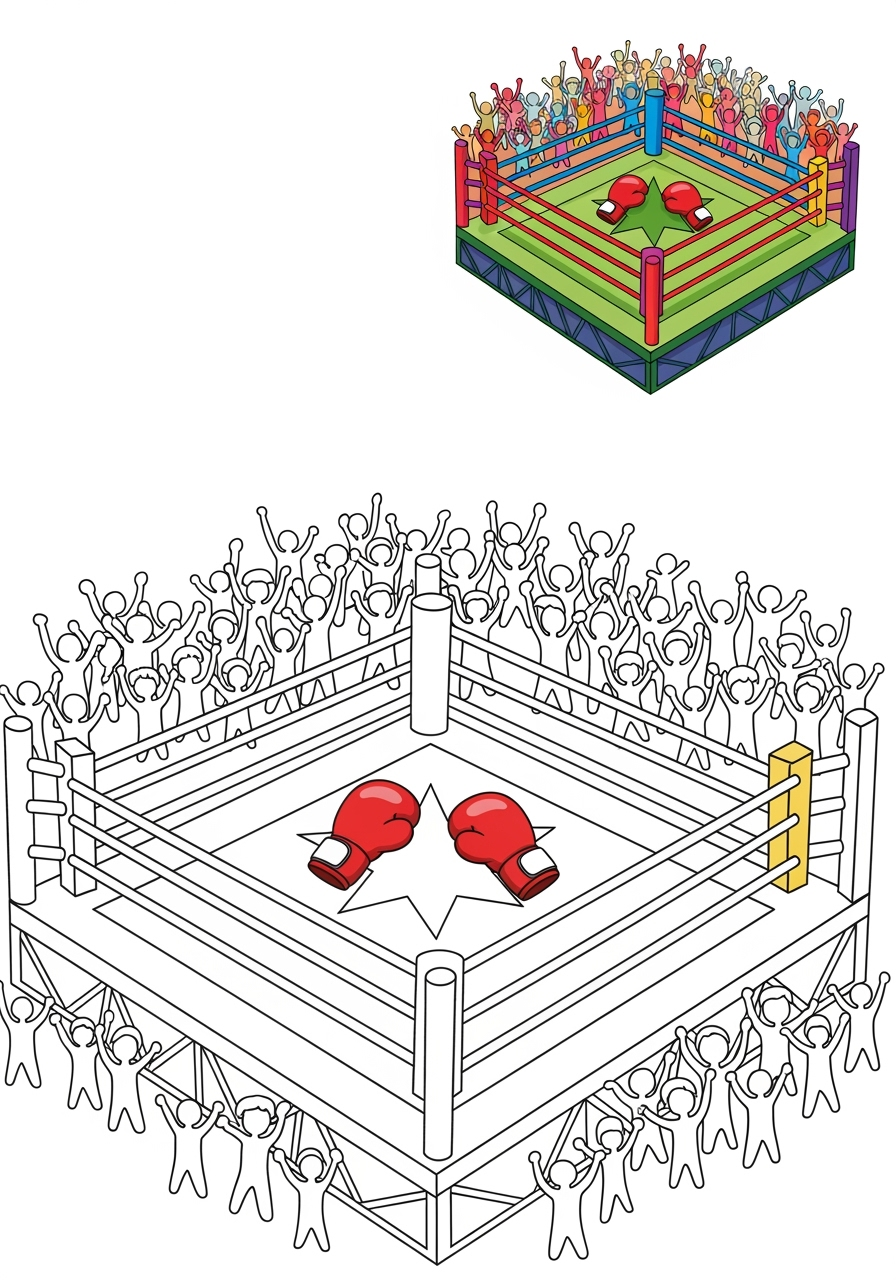 easy sports and activities Other Games boxing kids coloring page 1