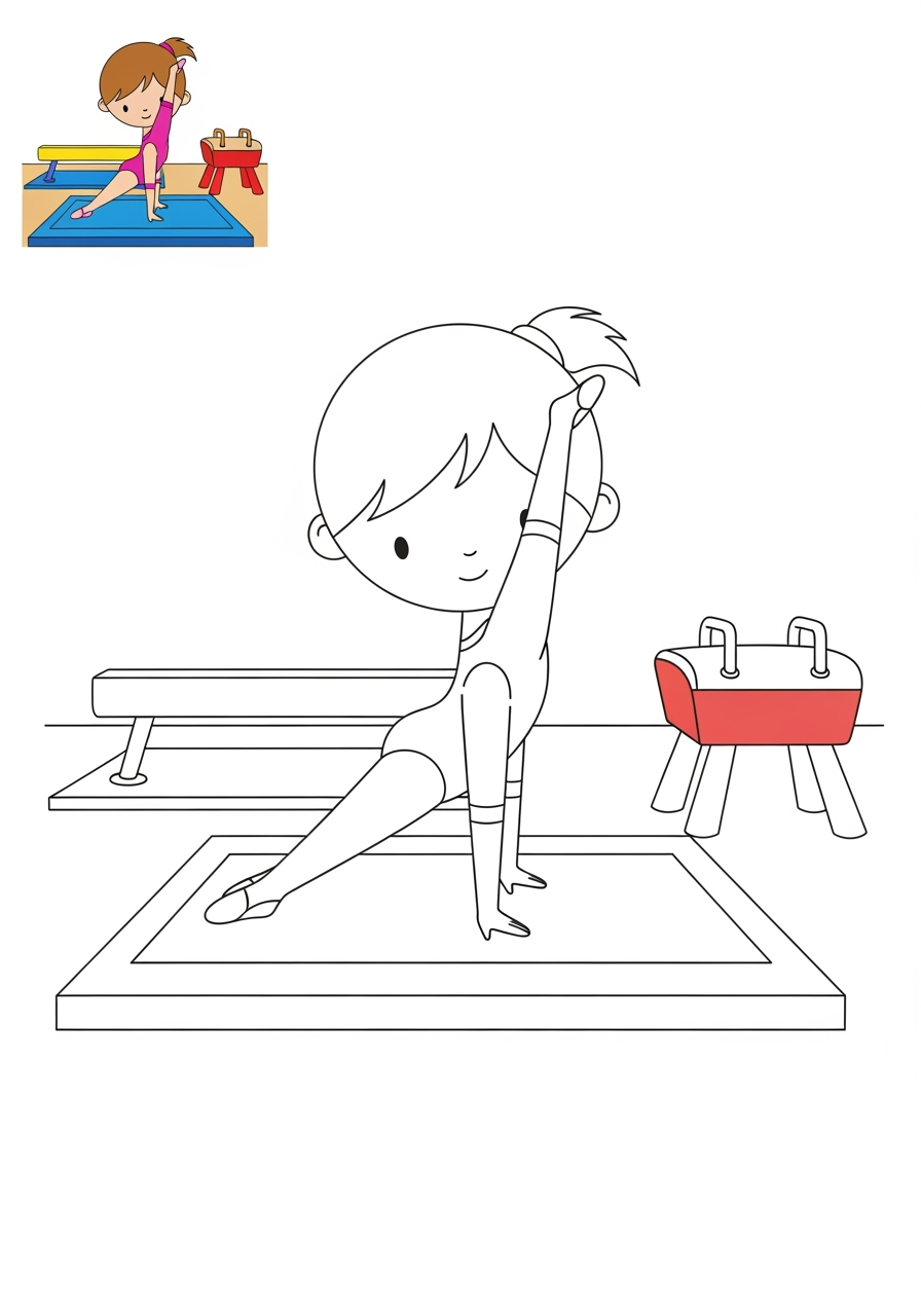 easy sports and activities Other Games gymnastics kids coloring page 0