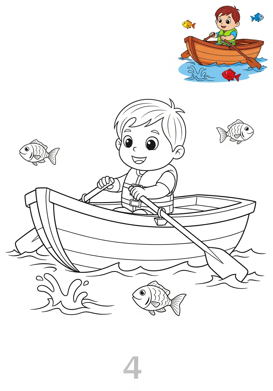 easy sports and activities Other Games rowing kids coloring page 0