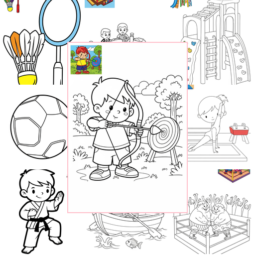 Easy Sports and Activities Other Games Coloring Sheets Collections Thumbnail