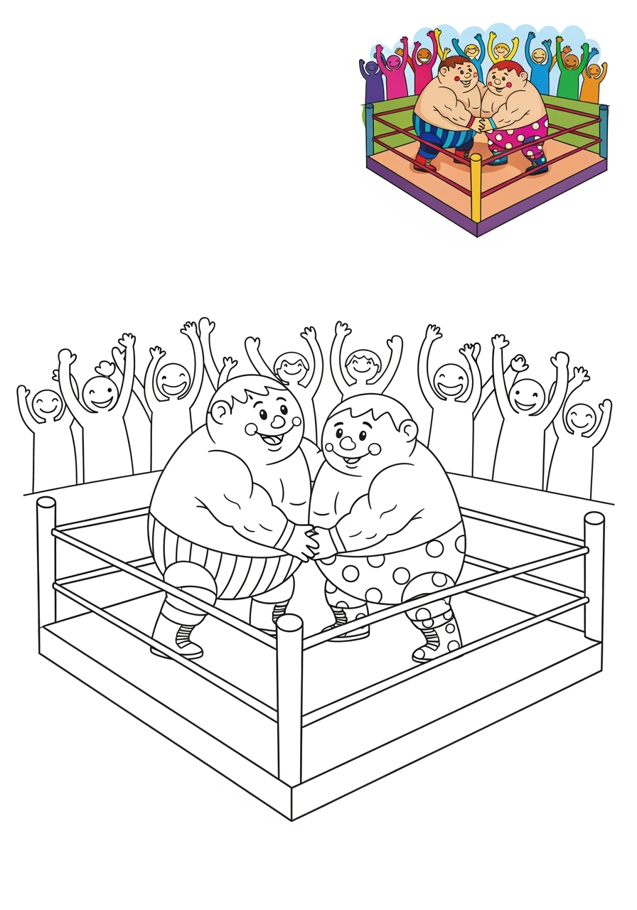 easy sports and activities Other Games wrestling kids coloring page 0