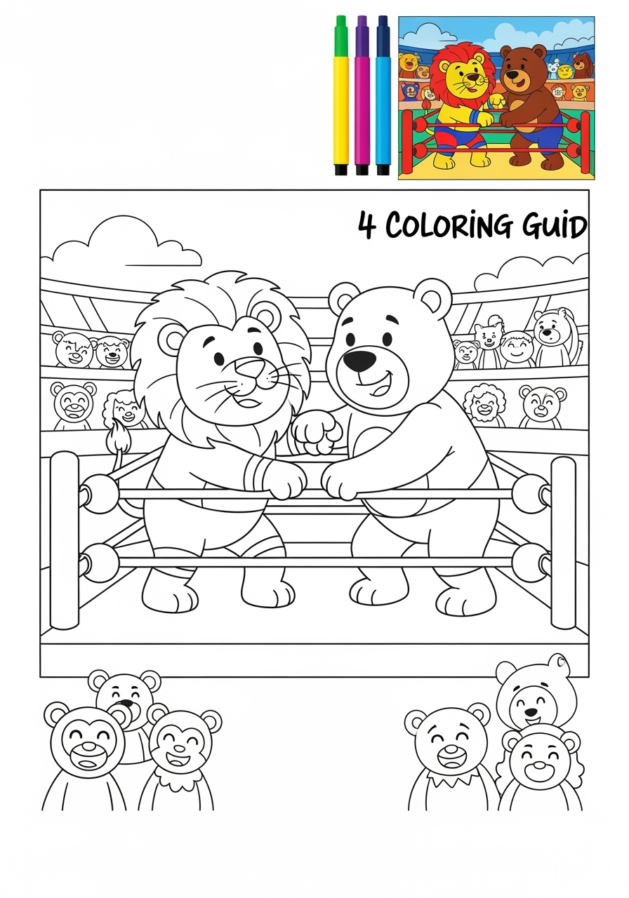 easy sports and activities Other Games wrestling kids coloring page 1
