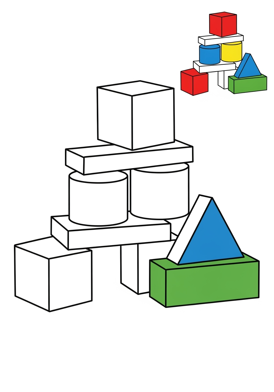 easy toys and games Classic Toys blocks kids coloring page 0
