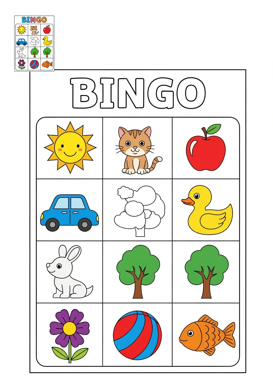 easy toys and games Board & Card Games bingo kids coloring page 0