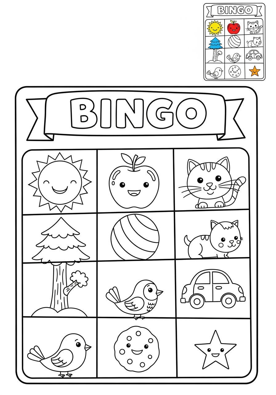 easy toys and games Board & Card Games bingo kids coloring page 1