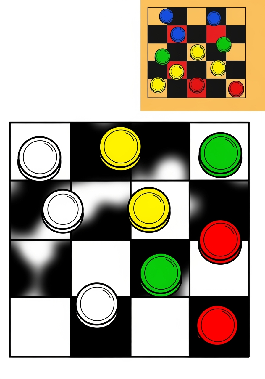 easy toys and games Board & Card Games checkers kids coloring page 0