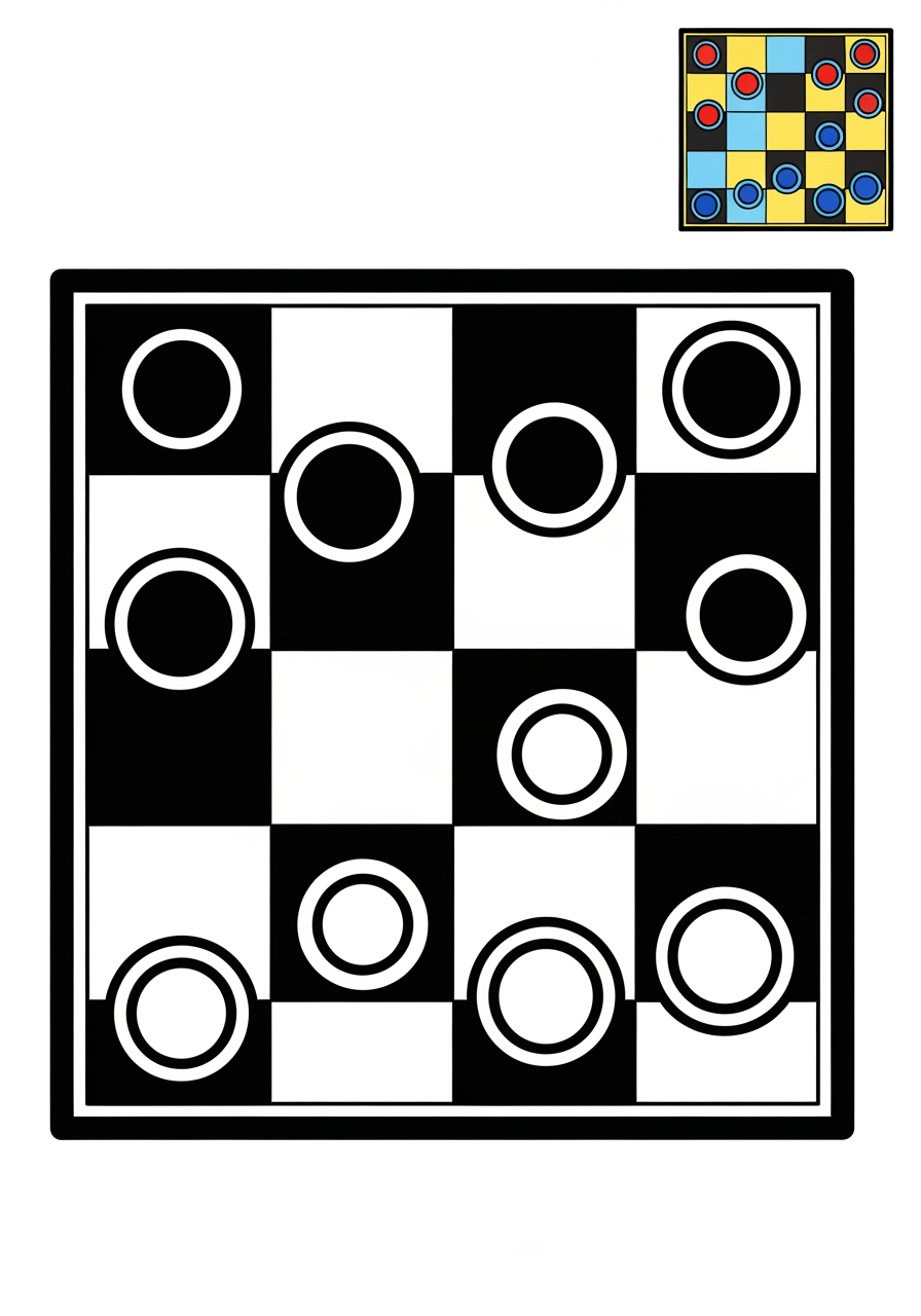 easy toys and games Board & Card Games checkers kids coloring page 1