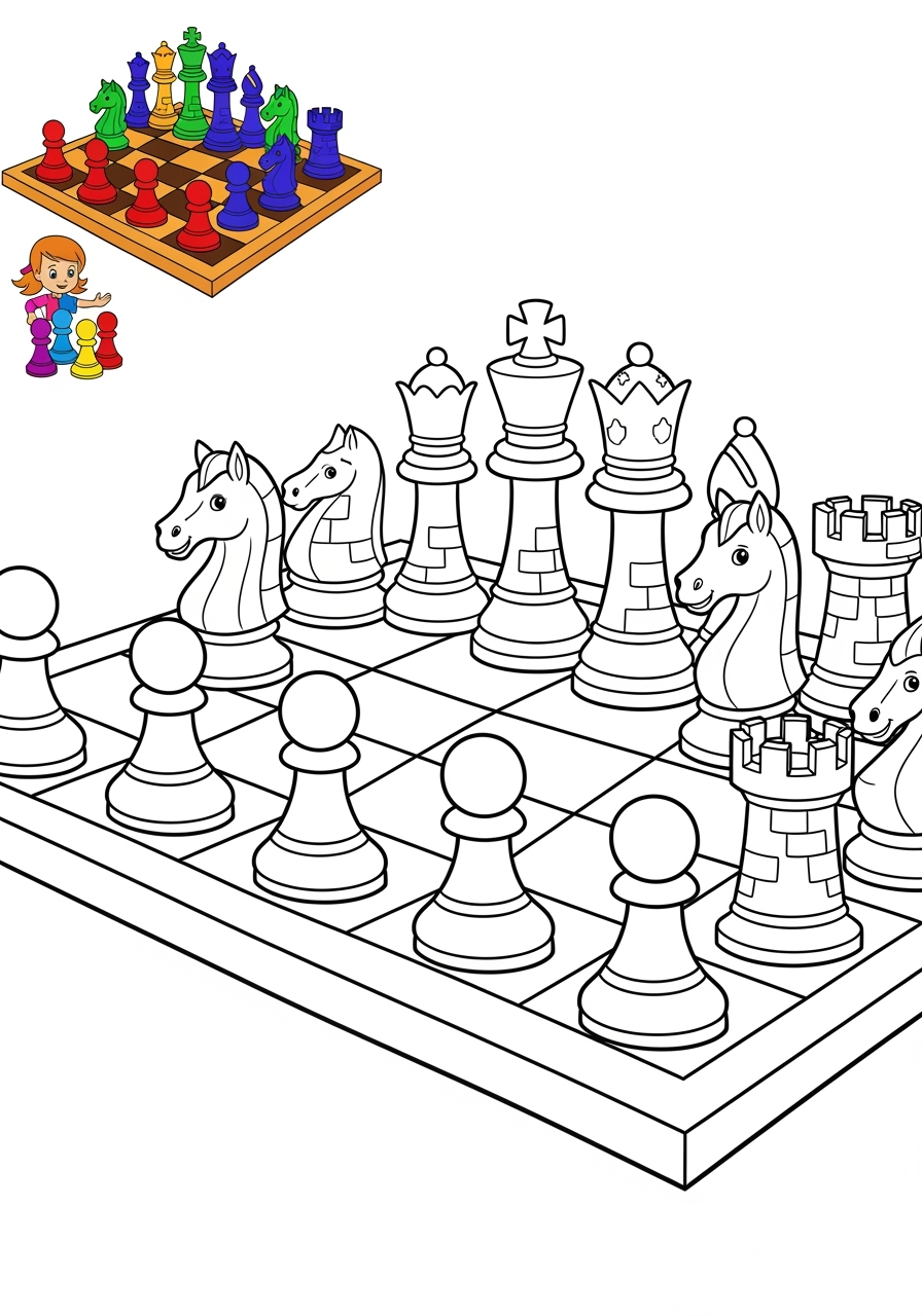 easy toys and games Board & Card Games chess kids coloring page 0