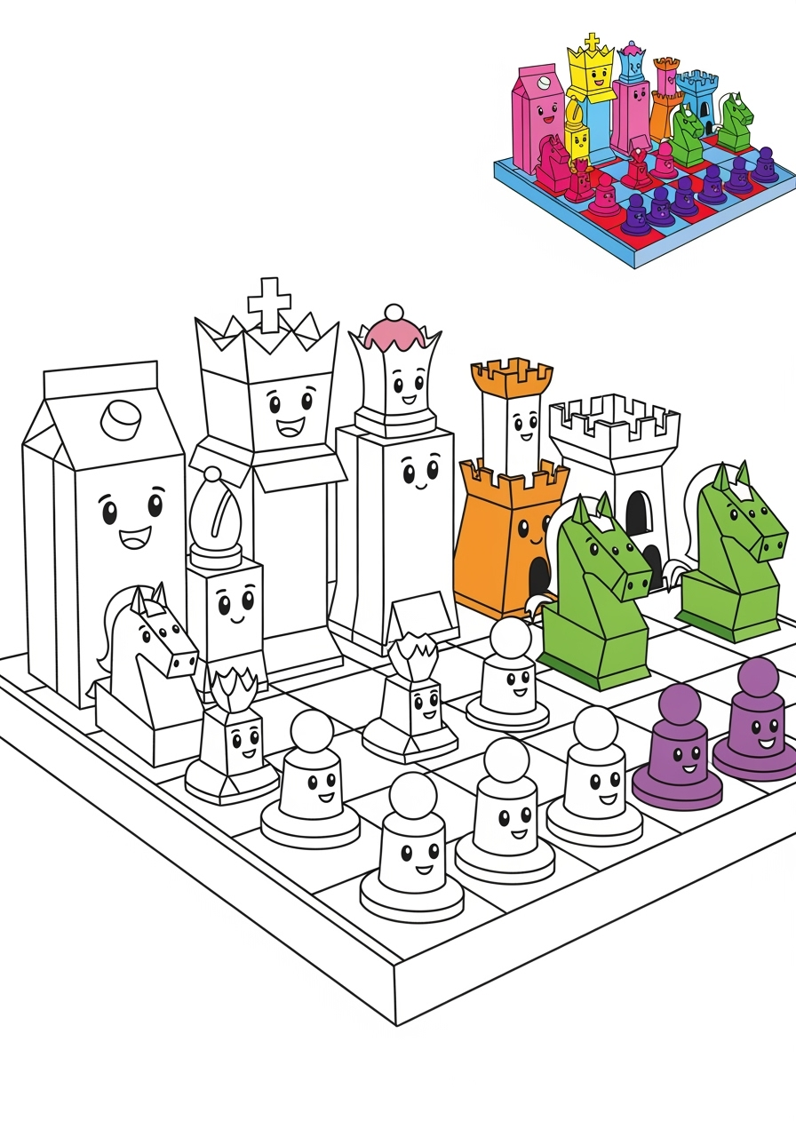 easy toys and games Board & Card Games chess kids coloring page 1