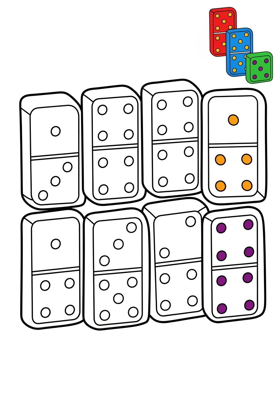 easy toys and games Board & Card Games dominoes kids coloring page 0