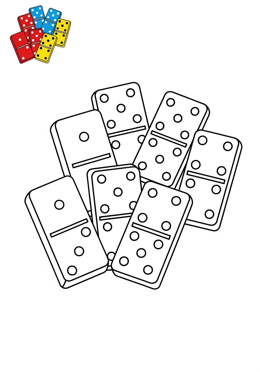 easy toys and games Board & Card Games dominoes kids coloring page 1