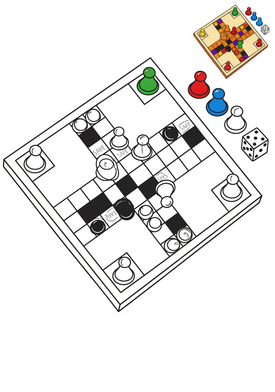 easy toys and games Board & Card Games ludo kids coloring page 0