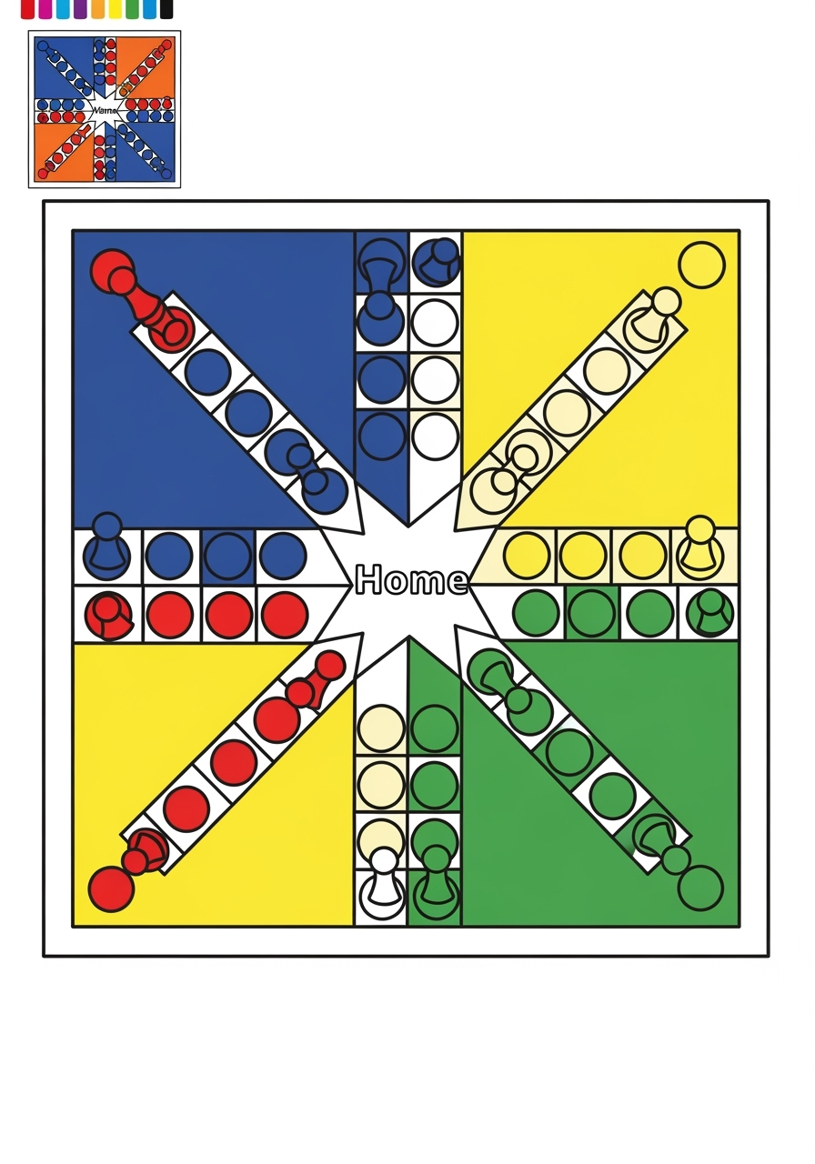 easy toys and games Board & Card Games ludo kids coloring page 1