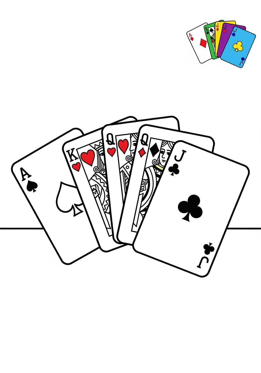 easy toys and games Board & Card Games playing cards kids coloring page 0
