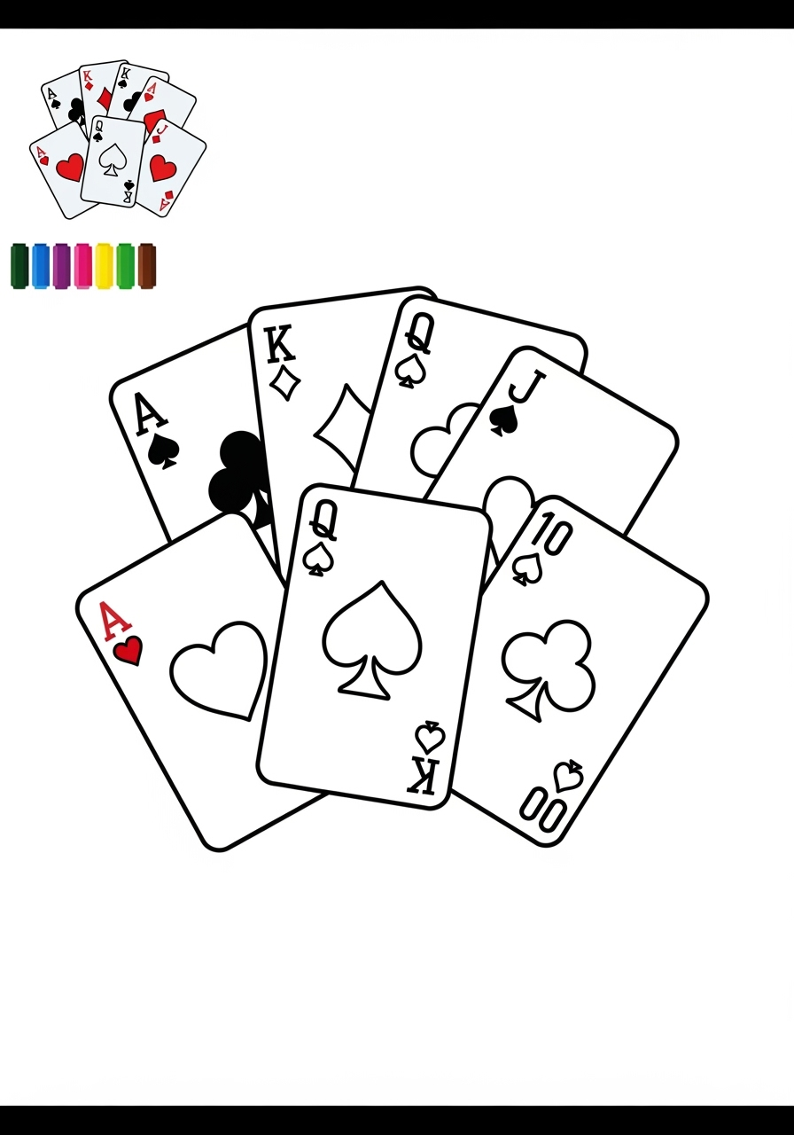 easy toys and games Board & Card Games playing cards kids coloring page 1