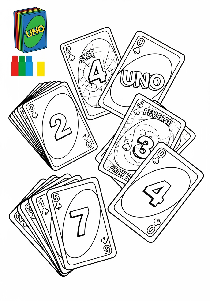 easy toys and games Board & Card Games uno kids coloring page 0